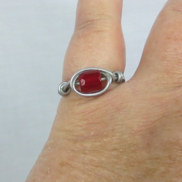 New Stainless Wrap Garnet Color Hand Crafted Ring - Picture 1 of 9